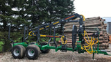 FARMA 5.3D log loader crane installed on 8 ton forestry trailer.