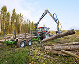 FARMA 6.3 crane on 9 ton forestry trailer.