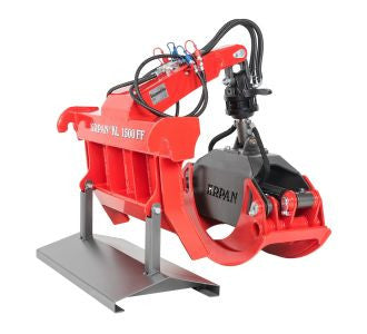 Log grapple for skid steer or tractor front end loader.